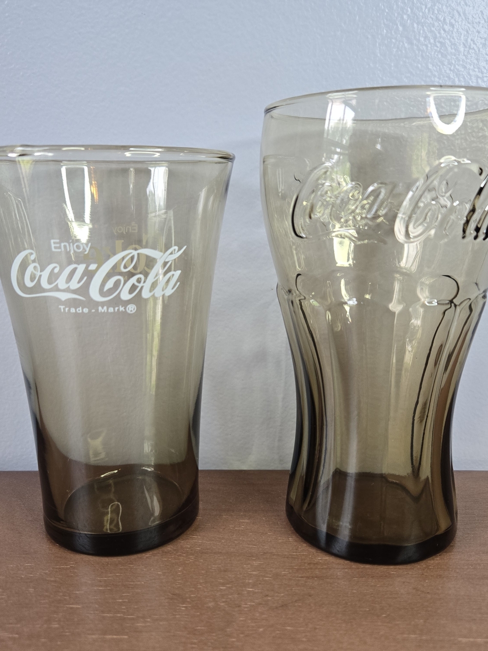 Vintage Coca-Cola Libbey Smoked Amber Glasses, Tumblers Brown, Coke, Set Of 2